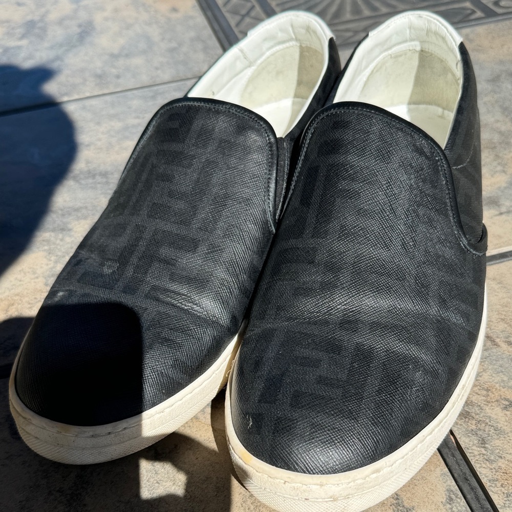 Fendi Black Patterned Loafers